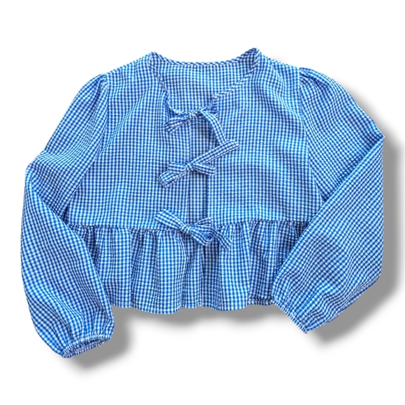 Summer Blue Bow-Tie Blouse - Picture 5 of 6